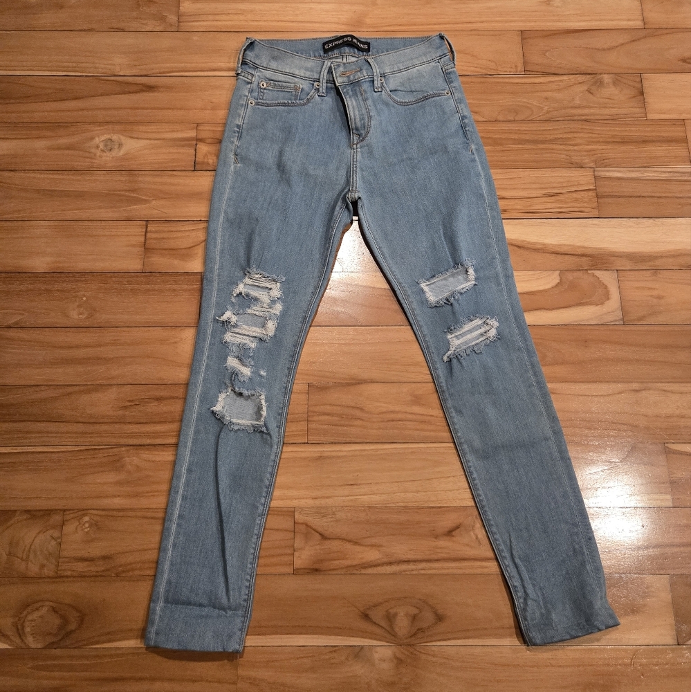 Light Blue Distressed Skinny Jeans